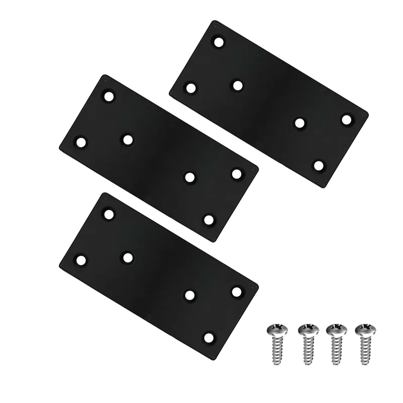 2 X 6 Inch Black Flat Bracket | Black Flat Metal Bracket | Structural Mending Plates With Screws | Black Flat Mending Plate | F-B 2 X 6.BK