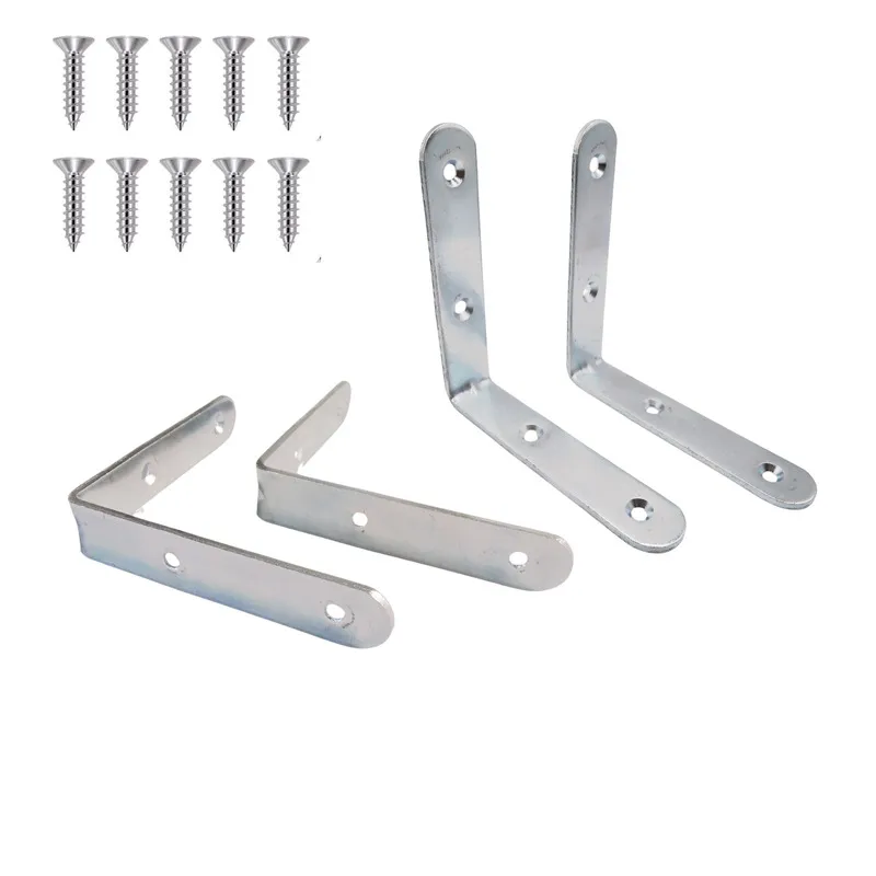 4 X 4 Inch L Brackets | Zinc Plated Corner Brackets | 90 Degree Metal Brackets For Wood | L Brackets With Screws | Heavy Duty L Brackets For Shelves | LB-4.ZP