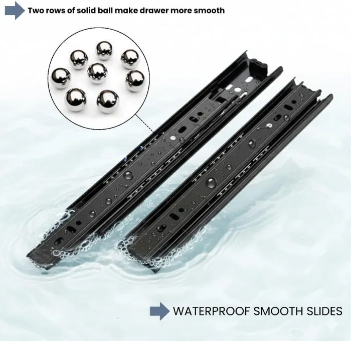 24 Inch Standard Duty Ball Bearing Slides | Ball Bearing Drawer Slides | Zinc and Black Plated Full Extension Drawer Slides | 4800-24