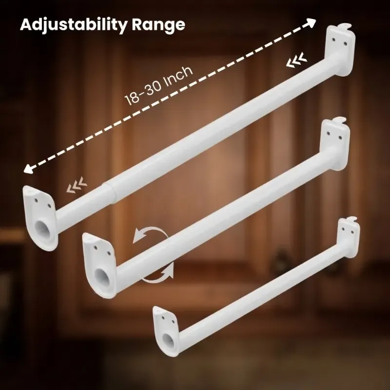 18-30 Inch Closet Rod With Center Support | Round Closet Rod With Socket And Screws | Wall Mounted Clothing Rod | CR-1830