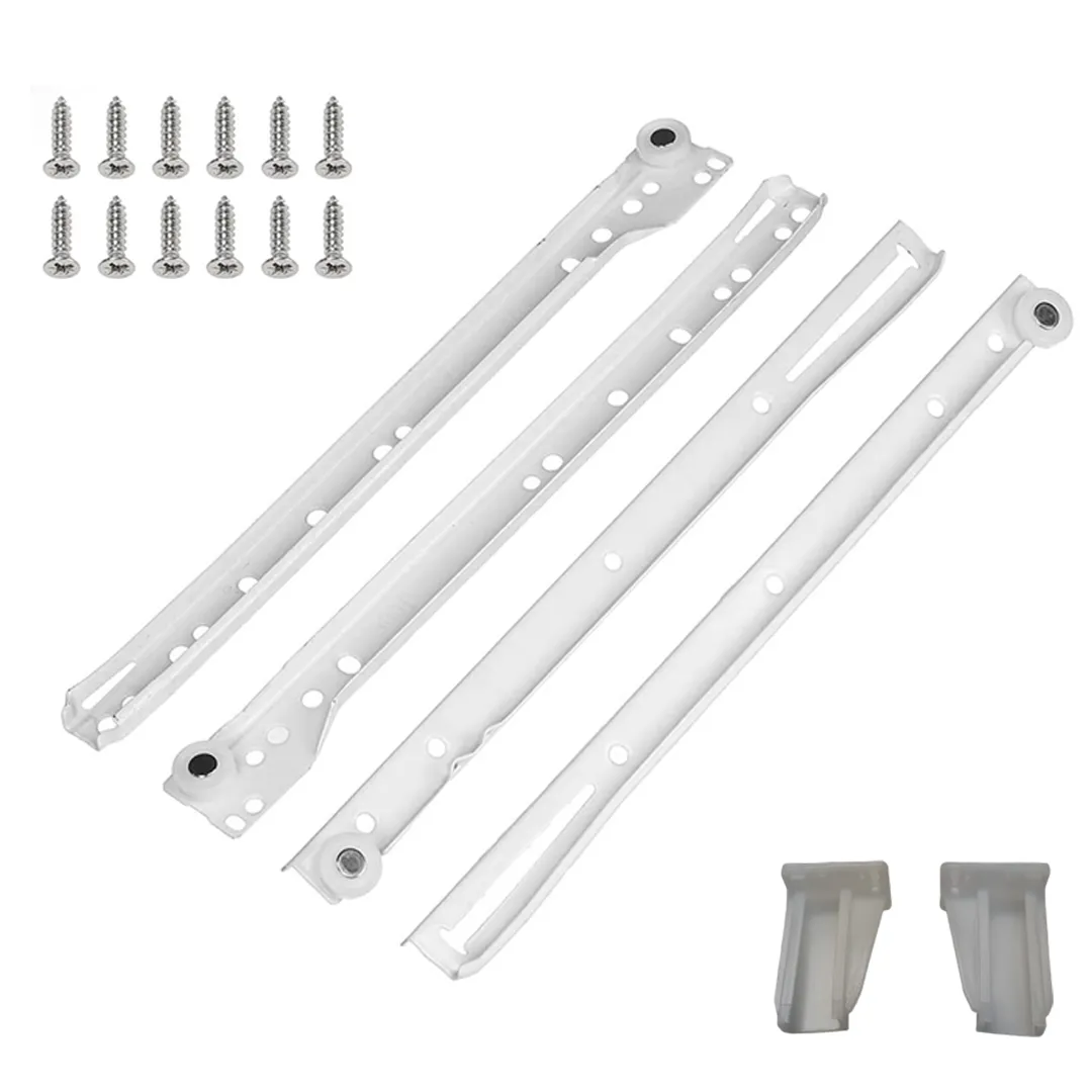 White Heavy Duty Epoxy Drawer Slides | Euro Style Drawer Slides | Epoxy Slides With Screws | 4000-1WT Series Slides