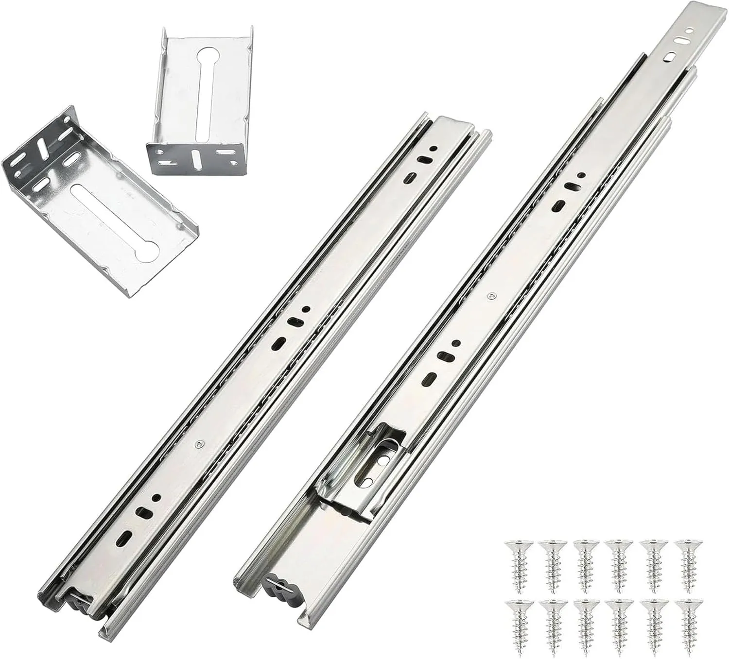 20 Inch Standard Duty Ball Bearing Slides | Ball Bearing Drawer Slides | Zinc and Black Plated Full Extension Drawer Slides